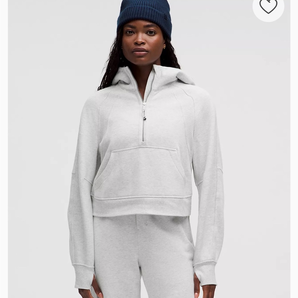 Lululemon Scuba Oversized Half-Zip Hoodie Heathered Core Ultra Light Gray M/L